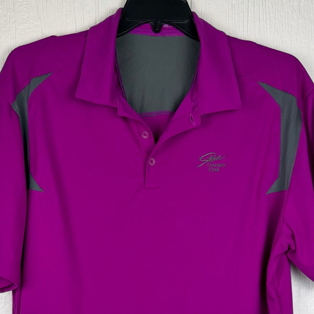 NikeGolf dri-fit polo shirt men’s XL purple & gray. Stowe Country Club logo - Picture 2 of 4
